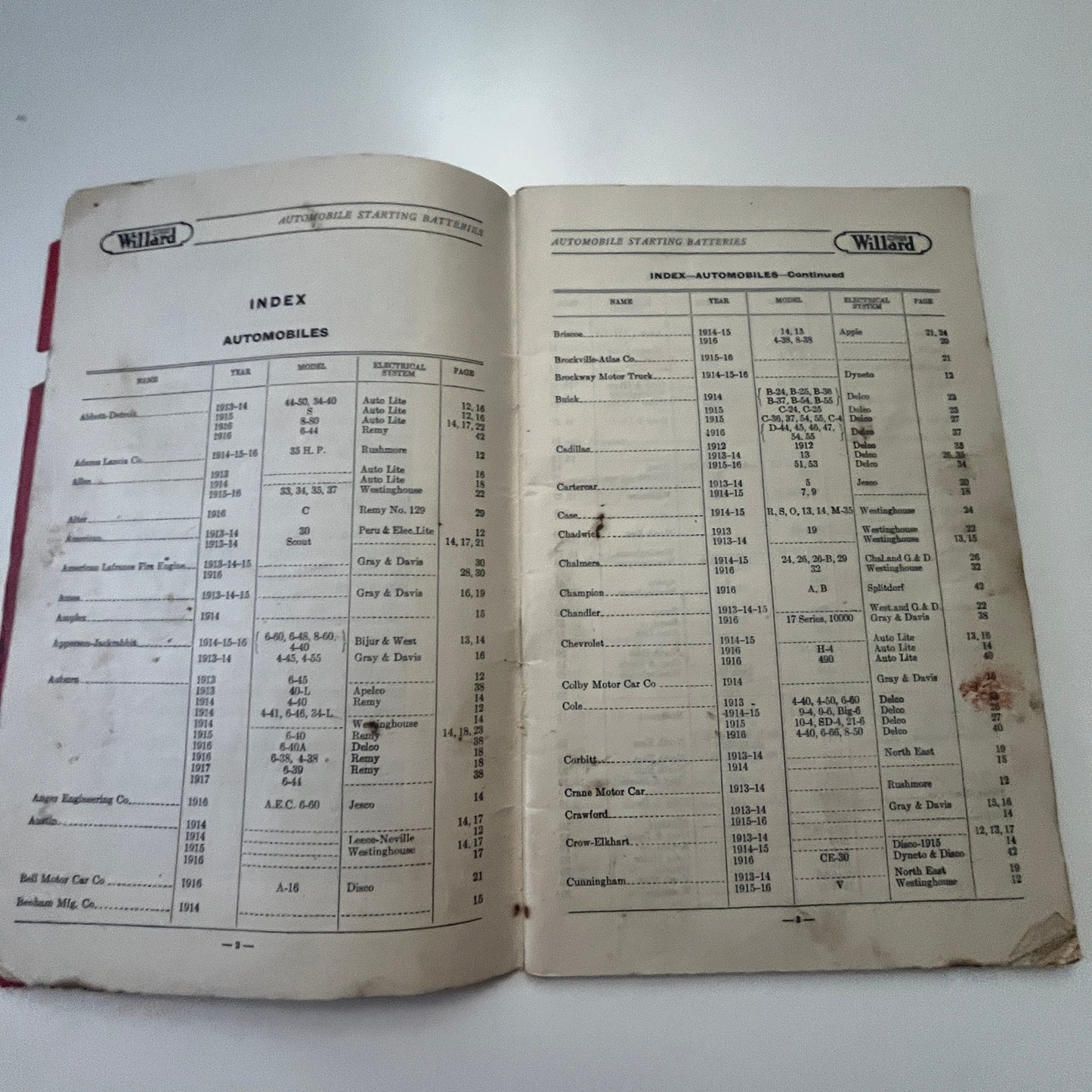 1916 Willard Storage Battery Co Bulletin Catalog Booklet Cleveland OH TG2-OB