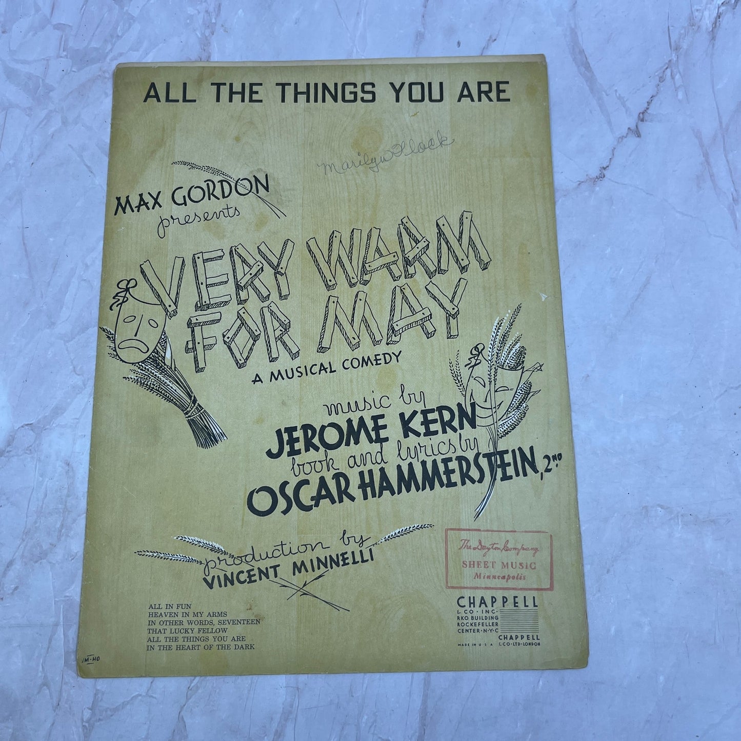All the Things You Are Max Gordon Very Warm For May Antique Sheet Music Ti5
