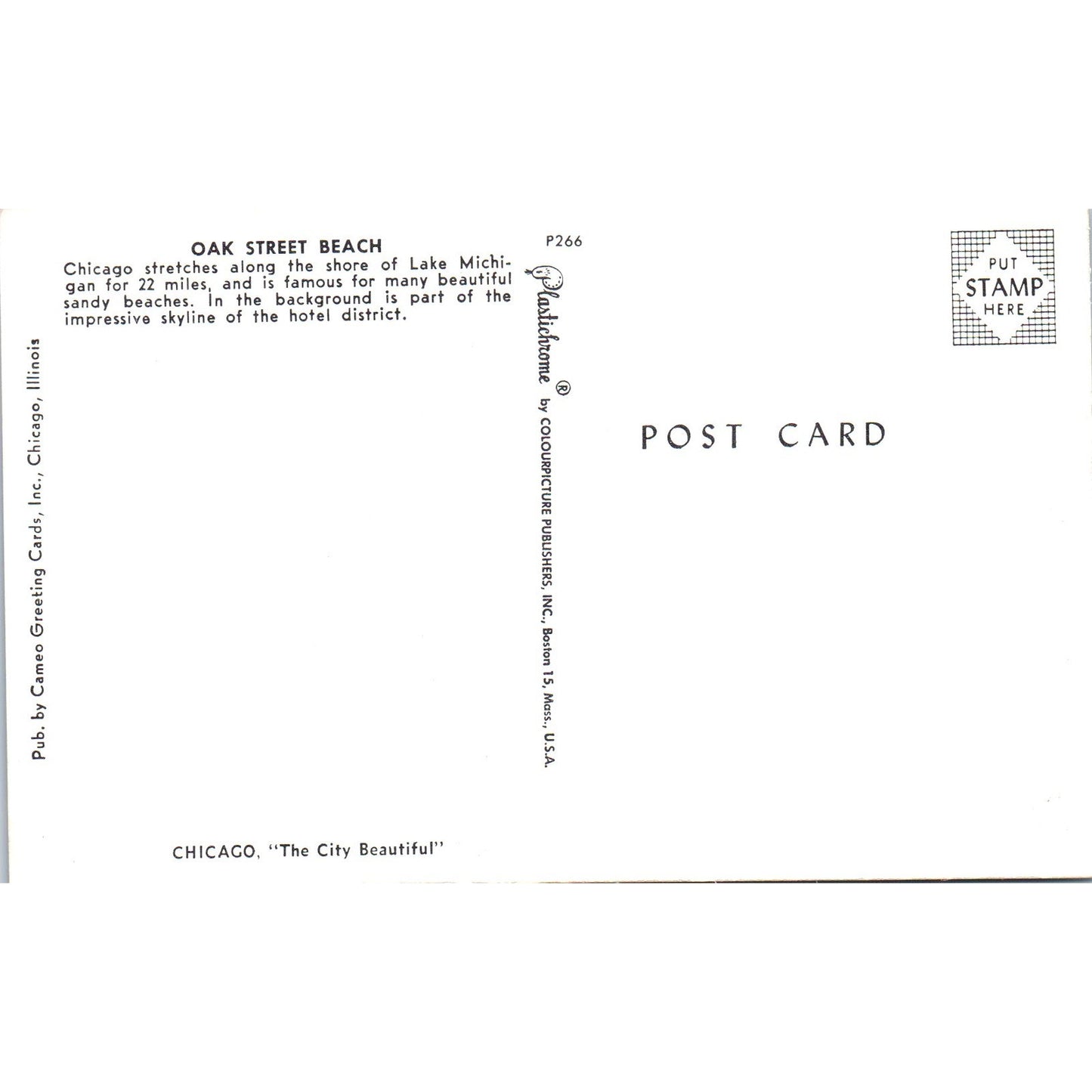 Oak Street Beach Lake Michigan Chicago IL Postcard Vintage Postcard PD9