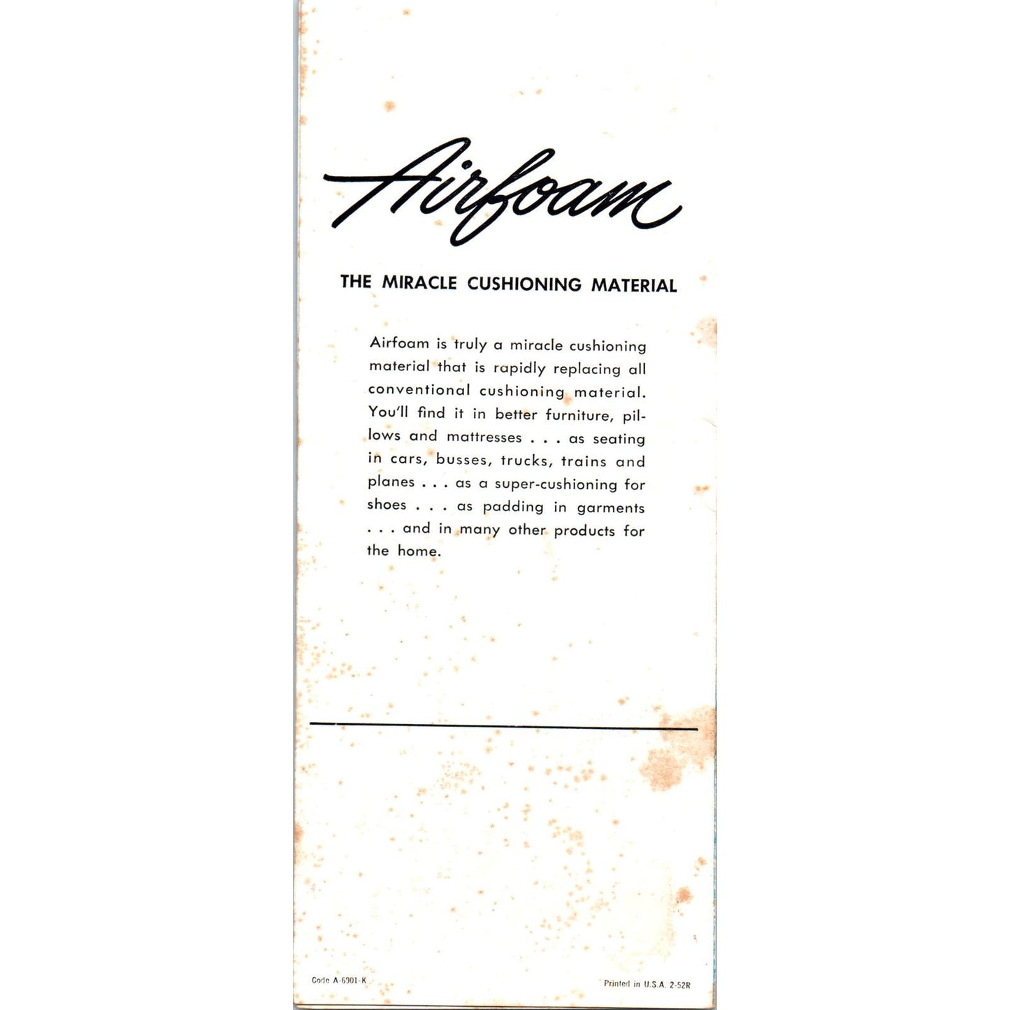 1952 How to Recushion Furniture Airfoam Super Cushioning by Goodyear Leaflet D10