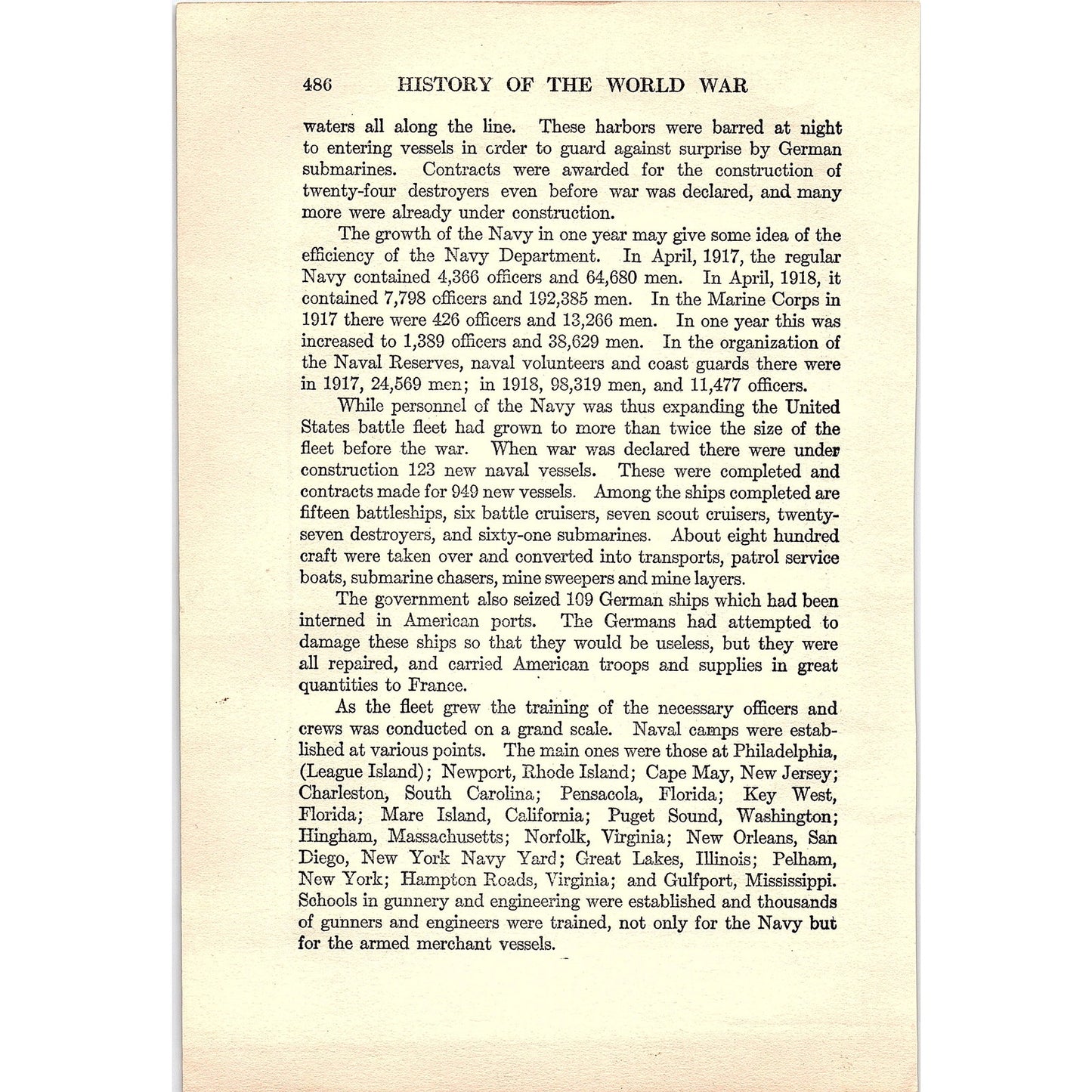 Map of United States Coastline to Be Defended 1919 WWI Map Print AG1-1