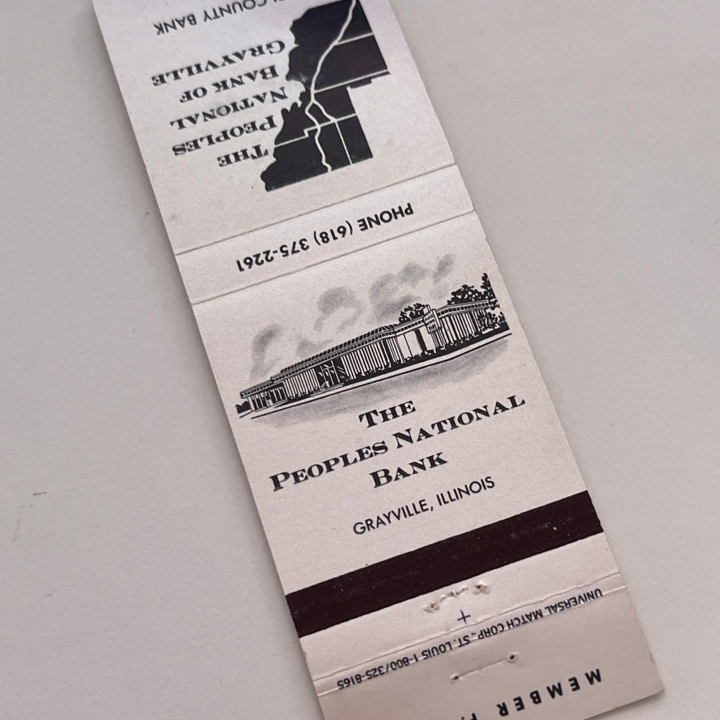 The Peoples National Bank of Grayville IL Vintage Matchbook Cover TB6-MB2-3