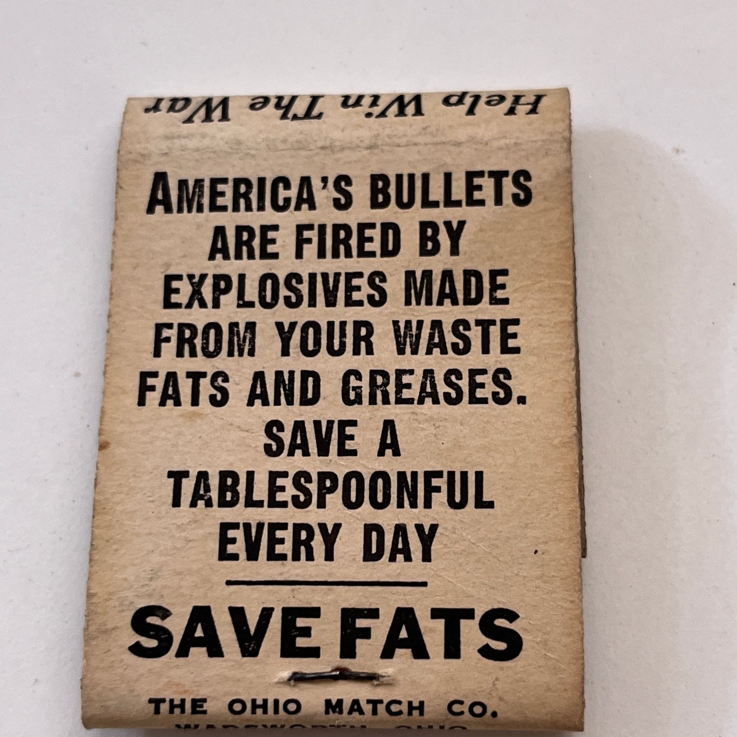 WWII Homefront Save Paper Save Dats War Effort Vintage Matchbook Cover TB8-MB3-5