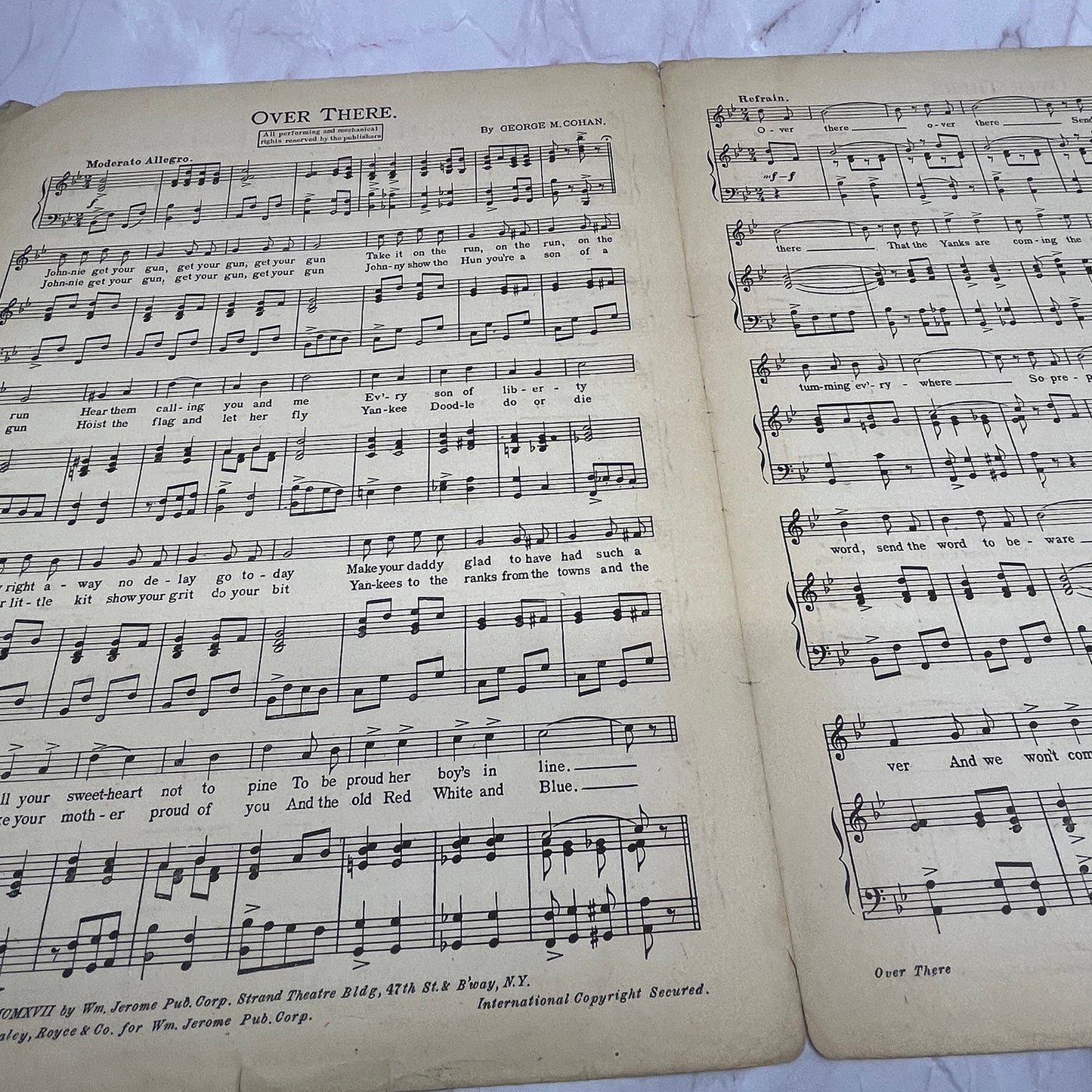 Over There Nora Bayes George M Cohan WWI 1917 Sheet Music V16