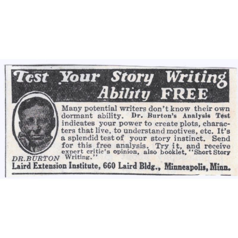 1931 Dr. Burton Story Writing Laird Institute Minneapolis Advertisement AE5-SA2
