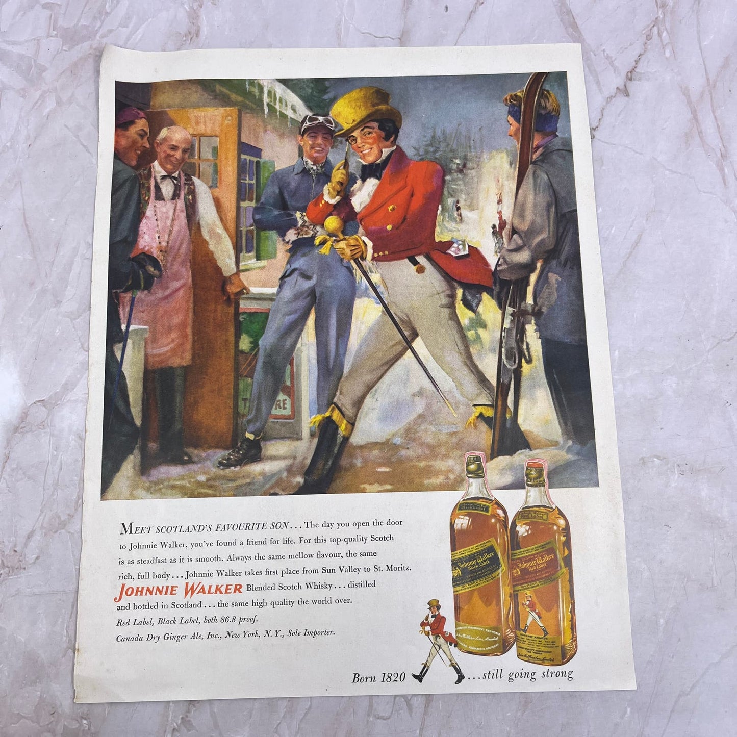 Johnnie Walker Red Label Black Label 1951 Magazine Ad FL6-10