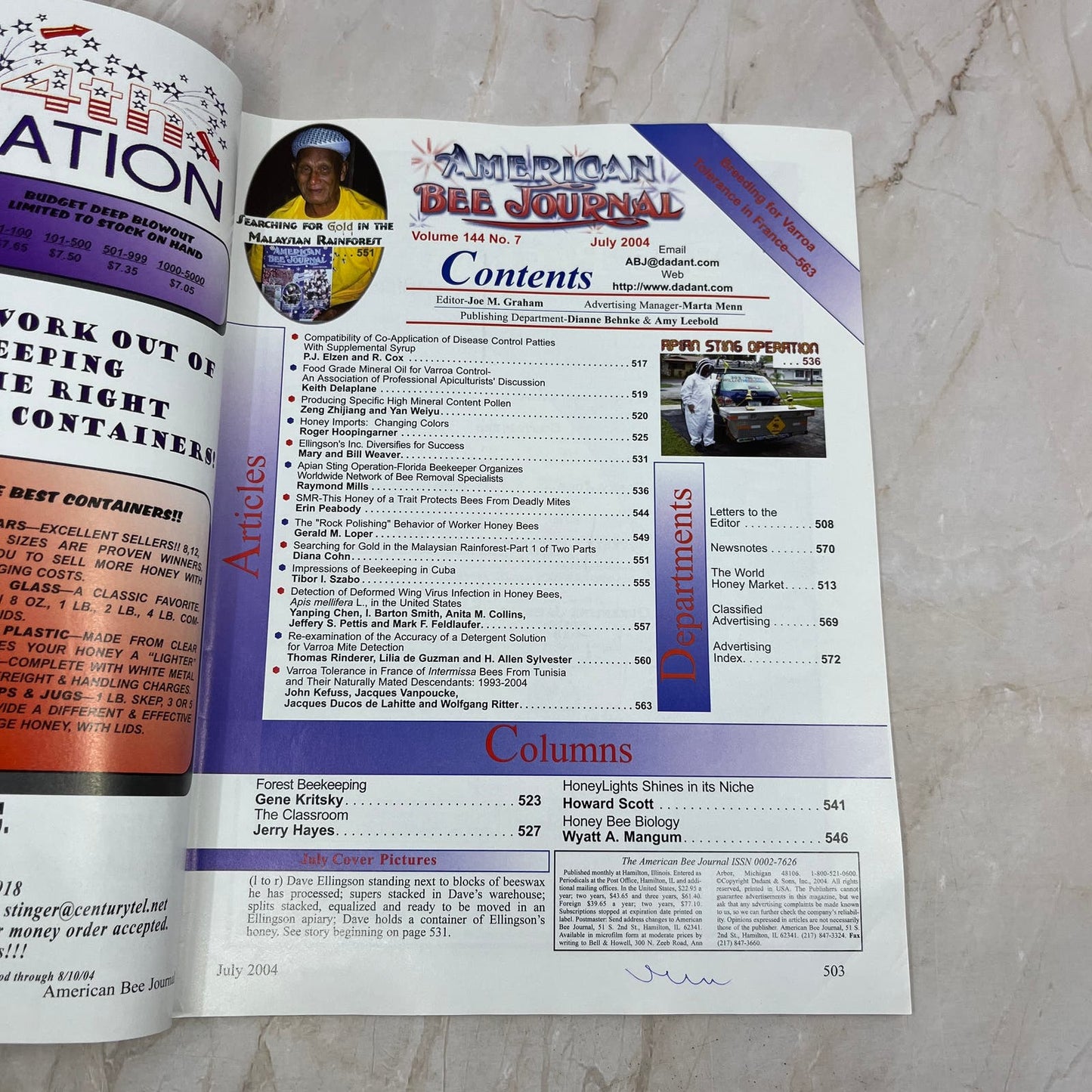 2004 July American Bee Journal Magazine Bees Beekeeping Honey M7