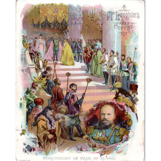 1880s Coronation of Czar of Russia McLaughlin's Coffee Large Trade Card AE9-LT
