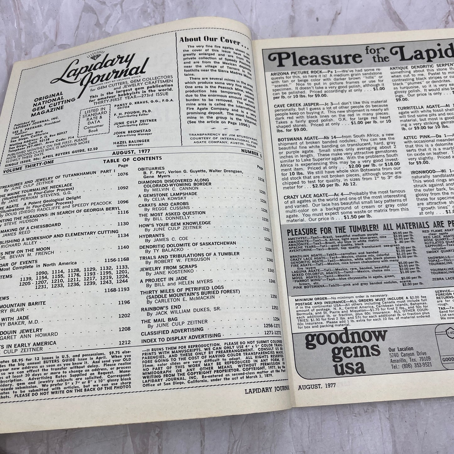 Fire Agate Mexico - Lapidary Journal Magazine - Aug 1977 M23