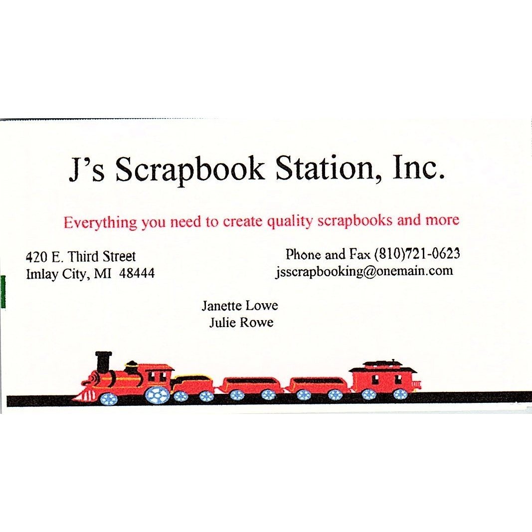 J's Scrapbook Station Janette Lowe Julie Rowe Imlay City Business Card SC9-B11