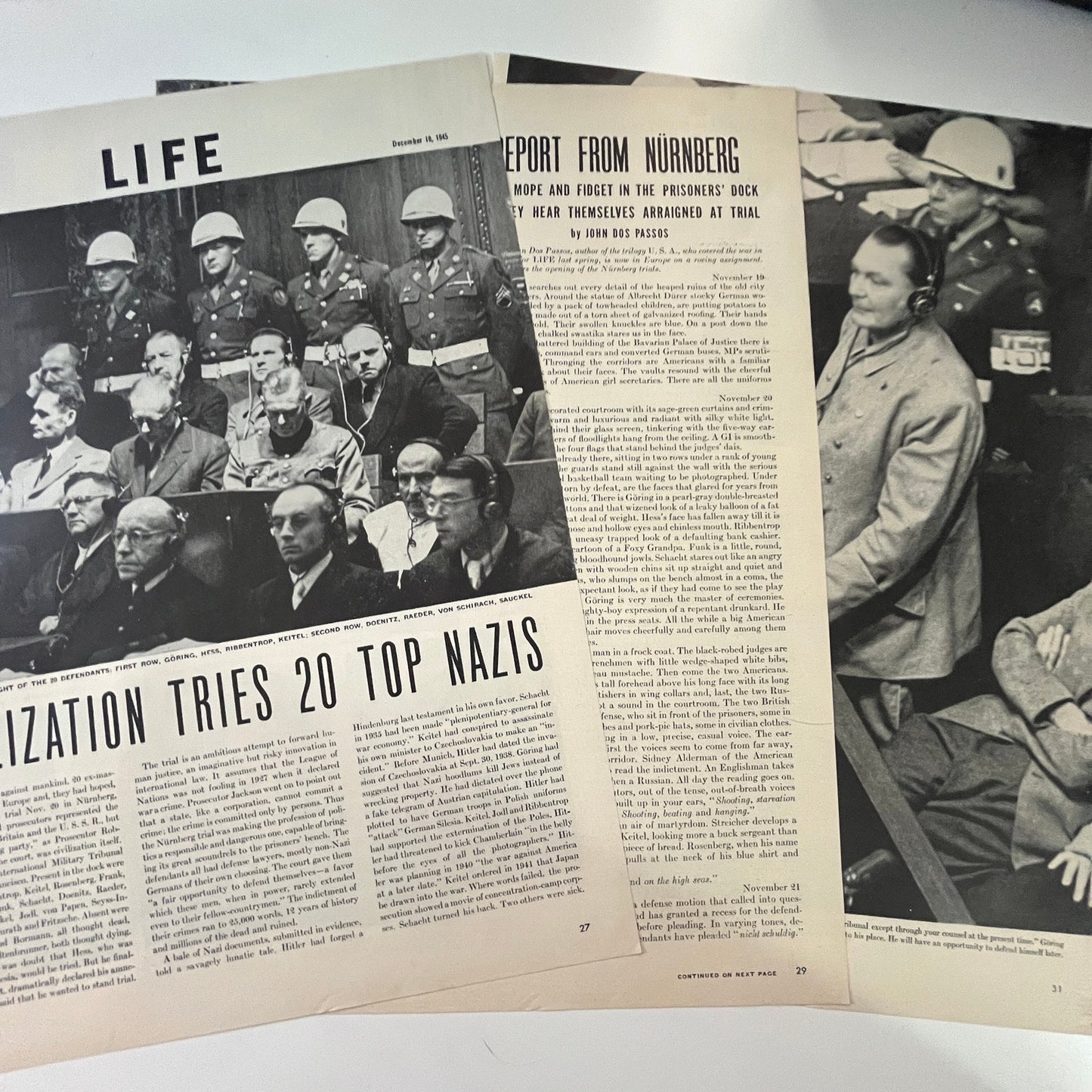 1945 Nüernberg Trials Top German Officials 3 Pages 1940s WWII Era Article V29-5