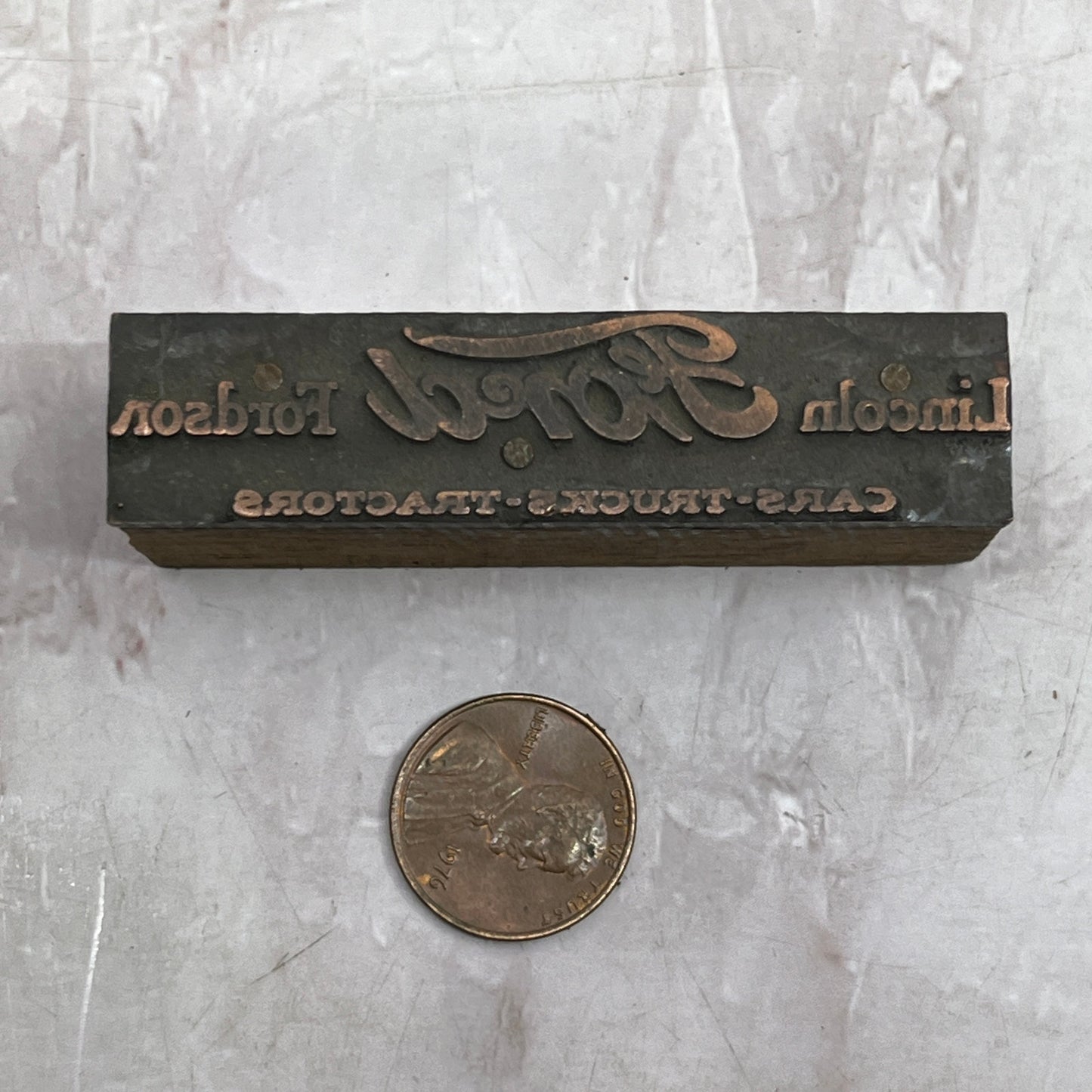 Retro Ford Fordson Lincoln Copper Vintage Letterpress Printers Block Plate SF5