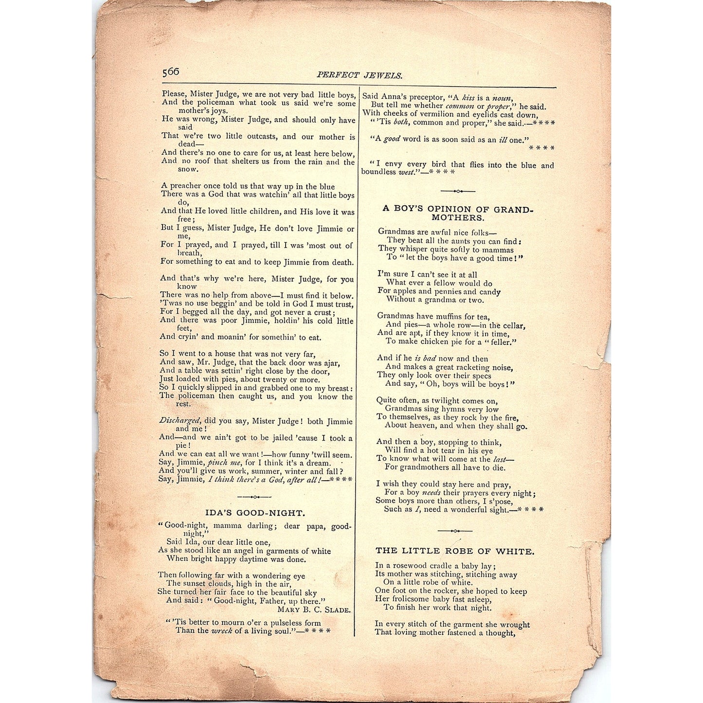 The Children's Hour - Children's Poems 15 Pages 1884 Perfect Jewels TA5-CJ-6