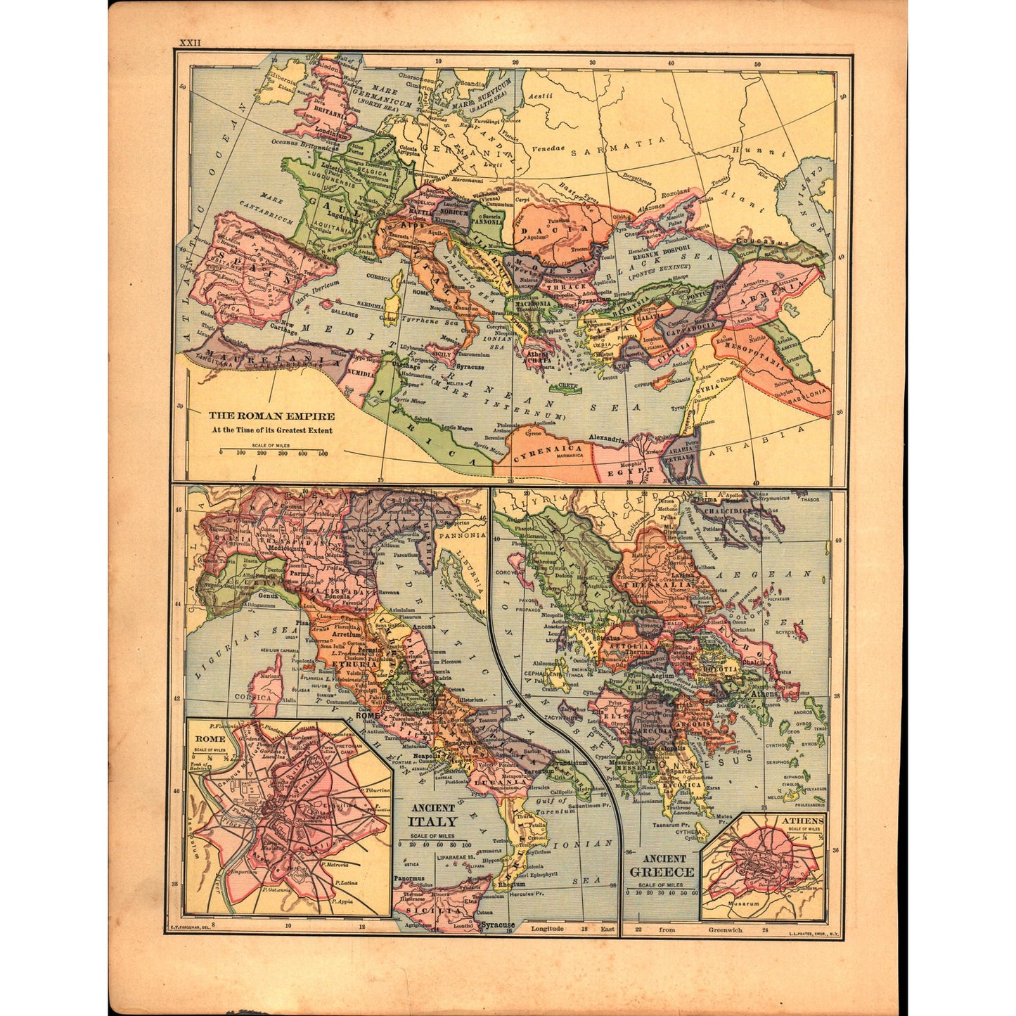 Australia, Roman Empire, Ancient Italy & Greece Double Sided 1901 Map V14-1