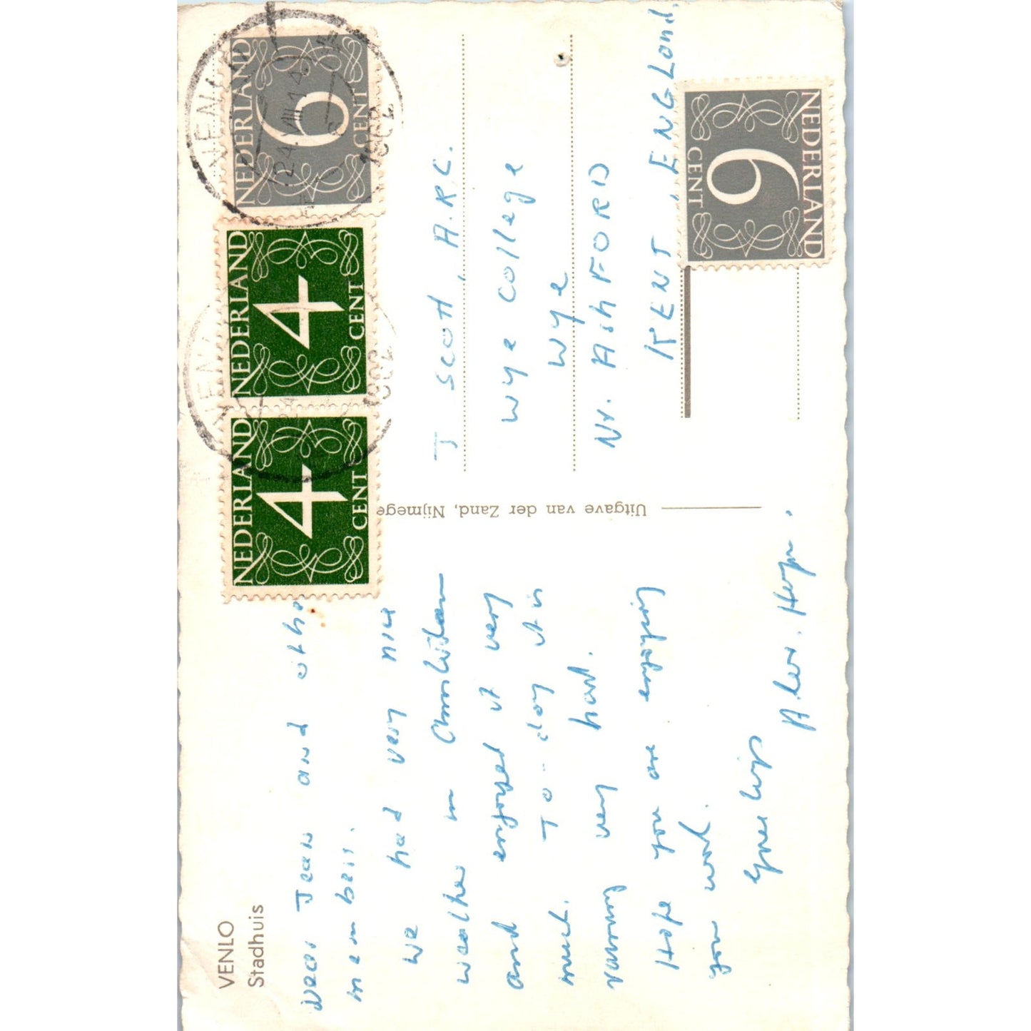 Venlo Stadhuis Netherlands Vintage Postcard PE6