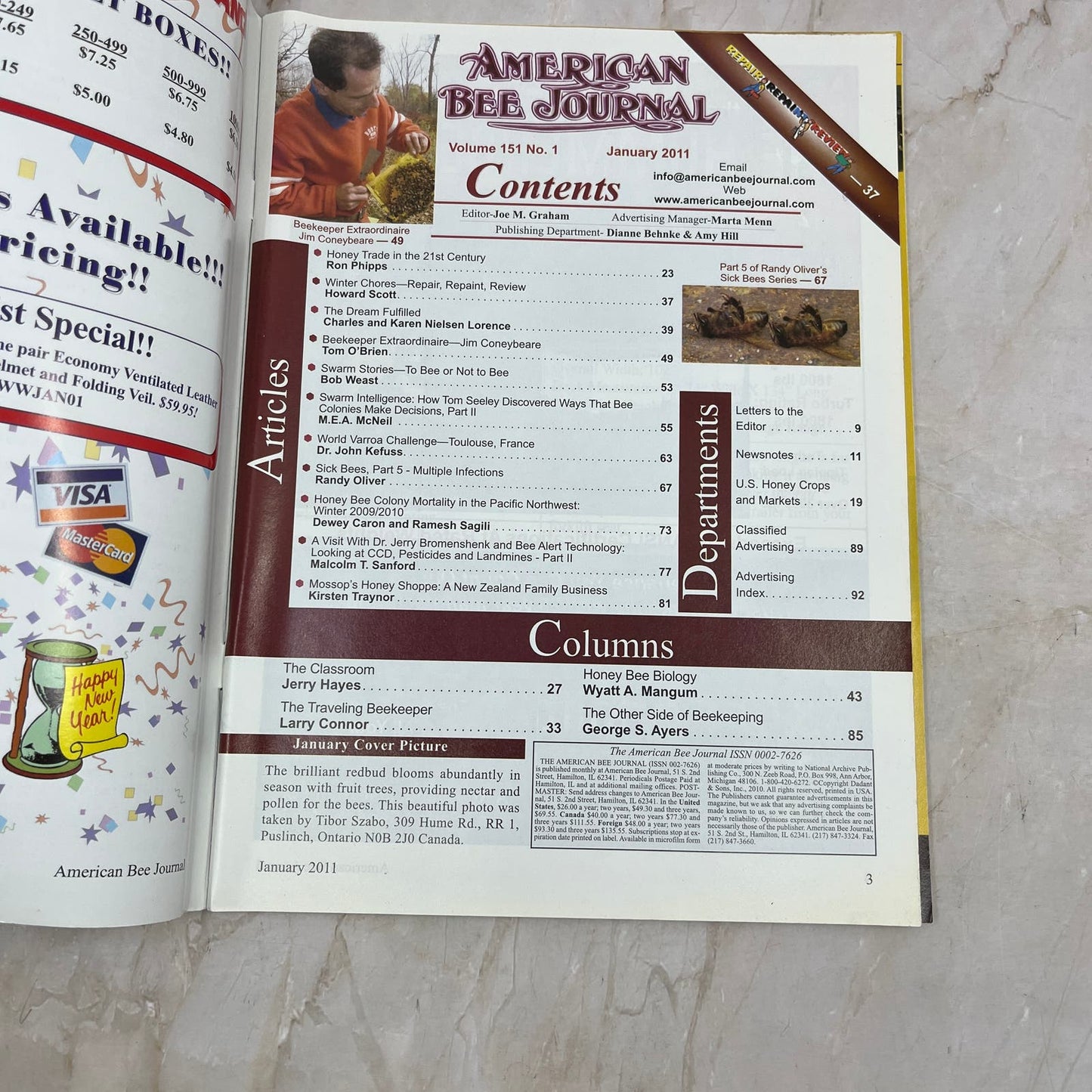 2011 Jan - American Bee Journal Magazine - Bees Beekeeping Honey M9