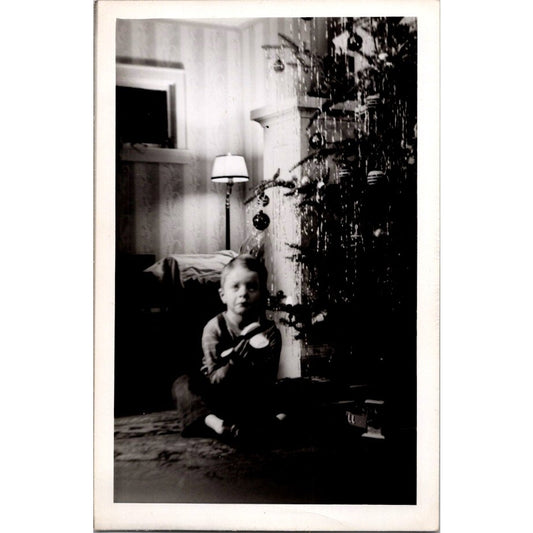 1946 Boy With Airplane Under Christmas Tree West Salem WI 4x6" Photo AI9-H4
