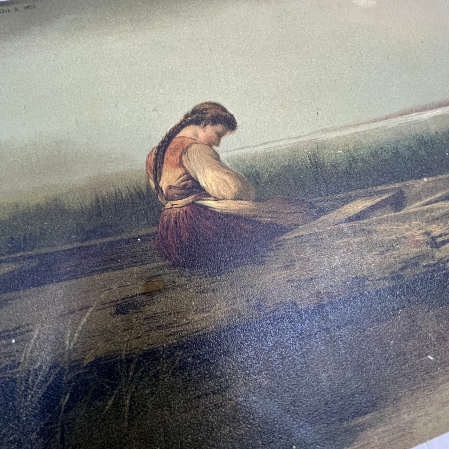 1902 Heinrich Vosberg "Alone and Forsaken Art Print Lithograph 8x15 FL6-3