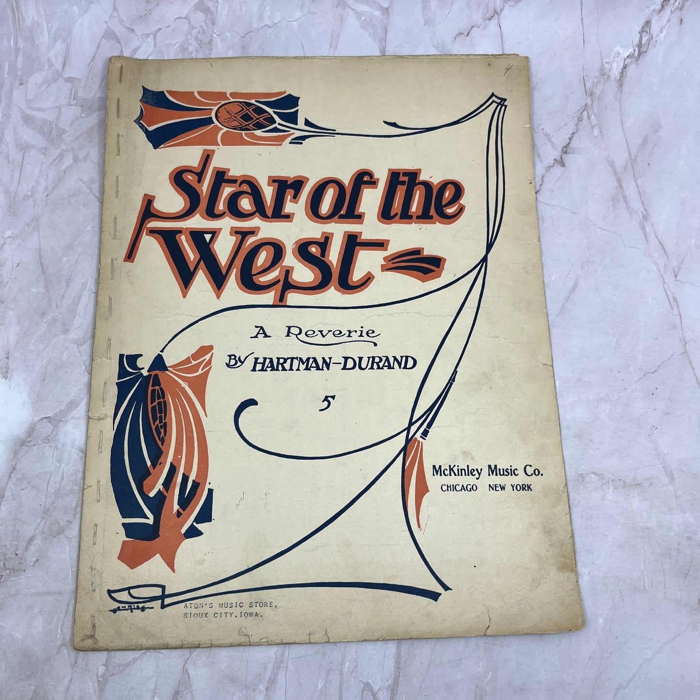 1906 Star of The West Hartman-Durand Reverie Antique Sheet Music Ti5