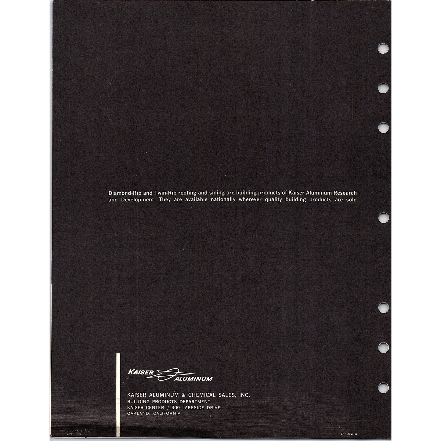 Kaiser Aluminum Roofing Test Data Report c1950 Oakland CA AG5