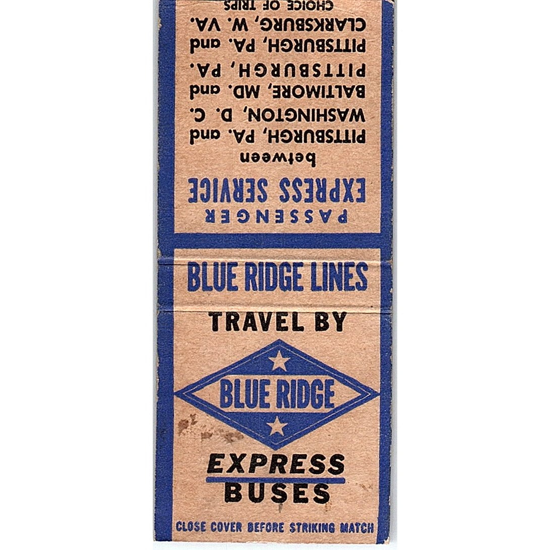 Blue Ridge Express Bus Routes Vintage Matchbook Cover SF3-Y2