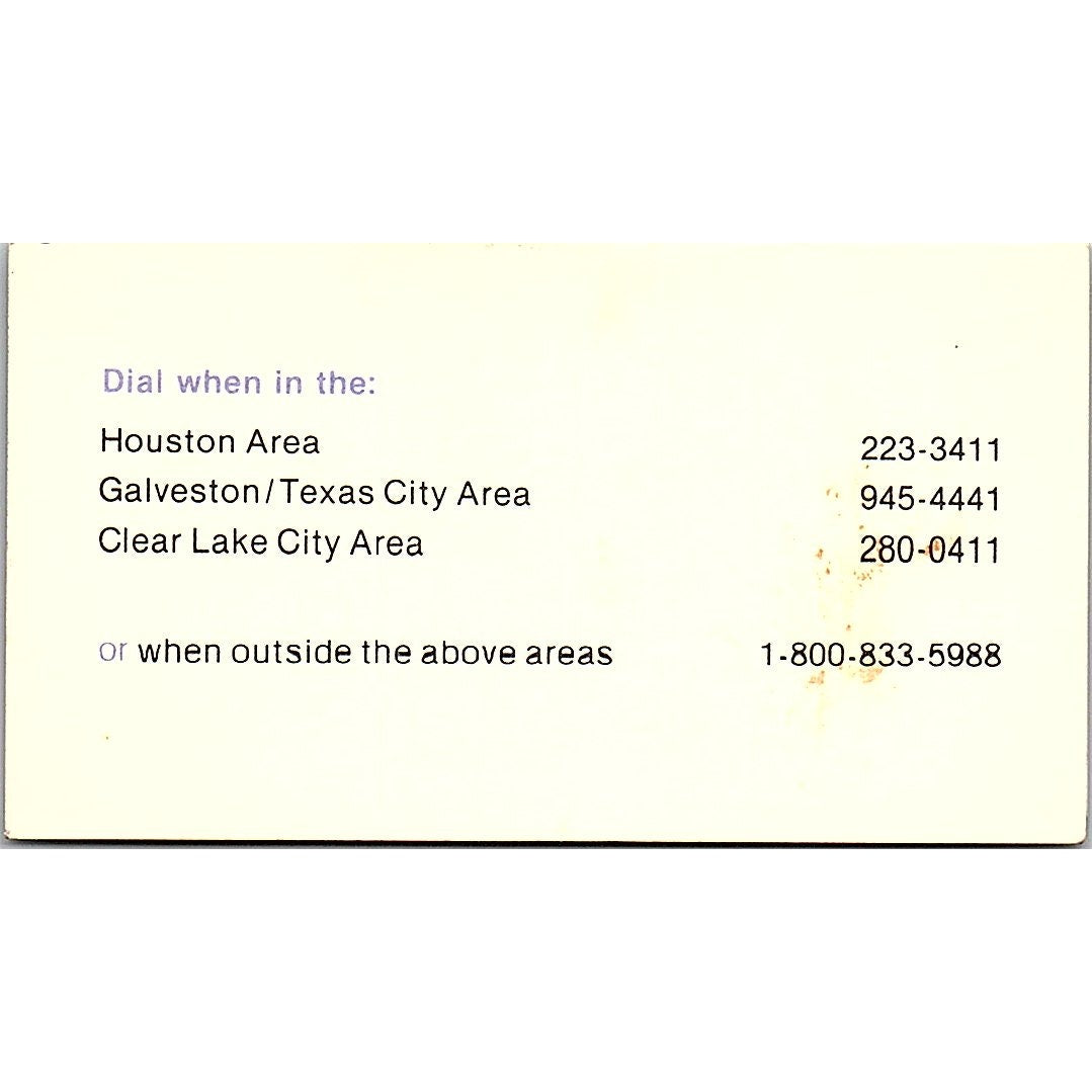 Coastal Telephone Company Travel Card Houston TX Vintage Business Card SC9-B7