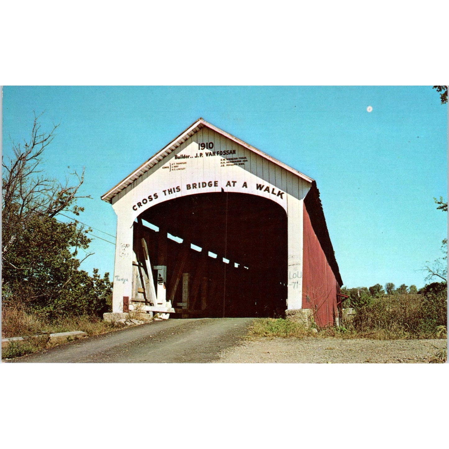 Jessup Bridge Little Raccoon Creek IN Vintage Covered Bridge Postcard PC13