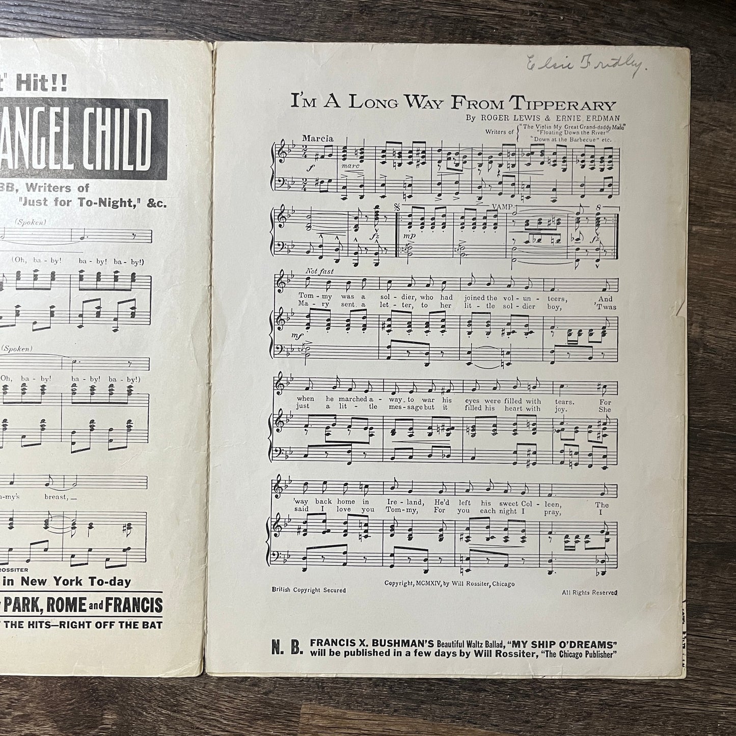 I'm a Long Way from Tipperary Pat Rooney Marion Bent 1914 Sheet Music V13