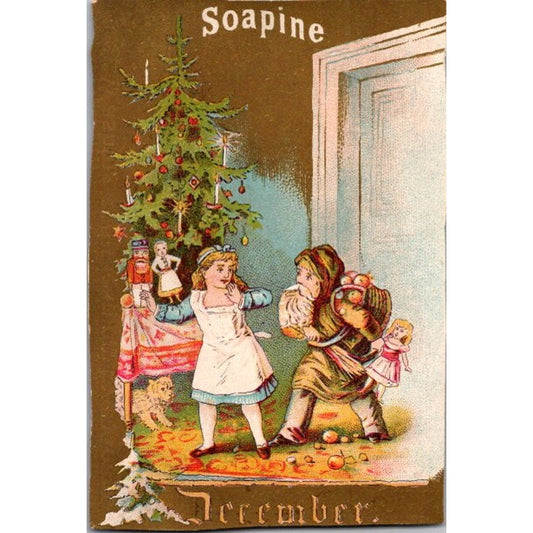 December Santa Christmas 2.5x4" Soapine 1880s Victorian Trade Card AI9-M27