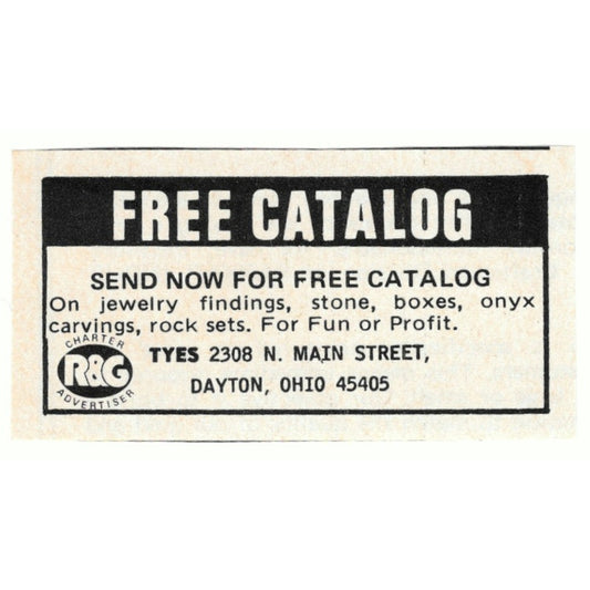 Tyes Jewelry Lapidary Dayton Ohio 1971 Magazine Ad AD8-O2