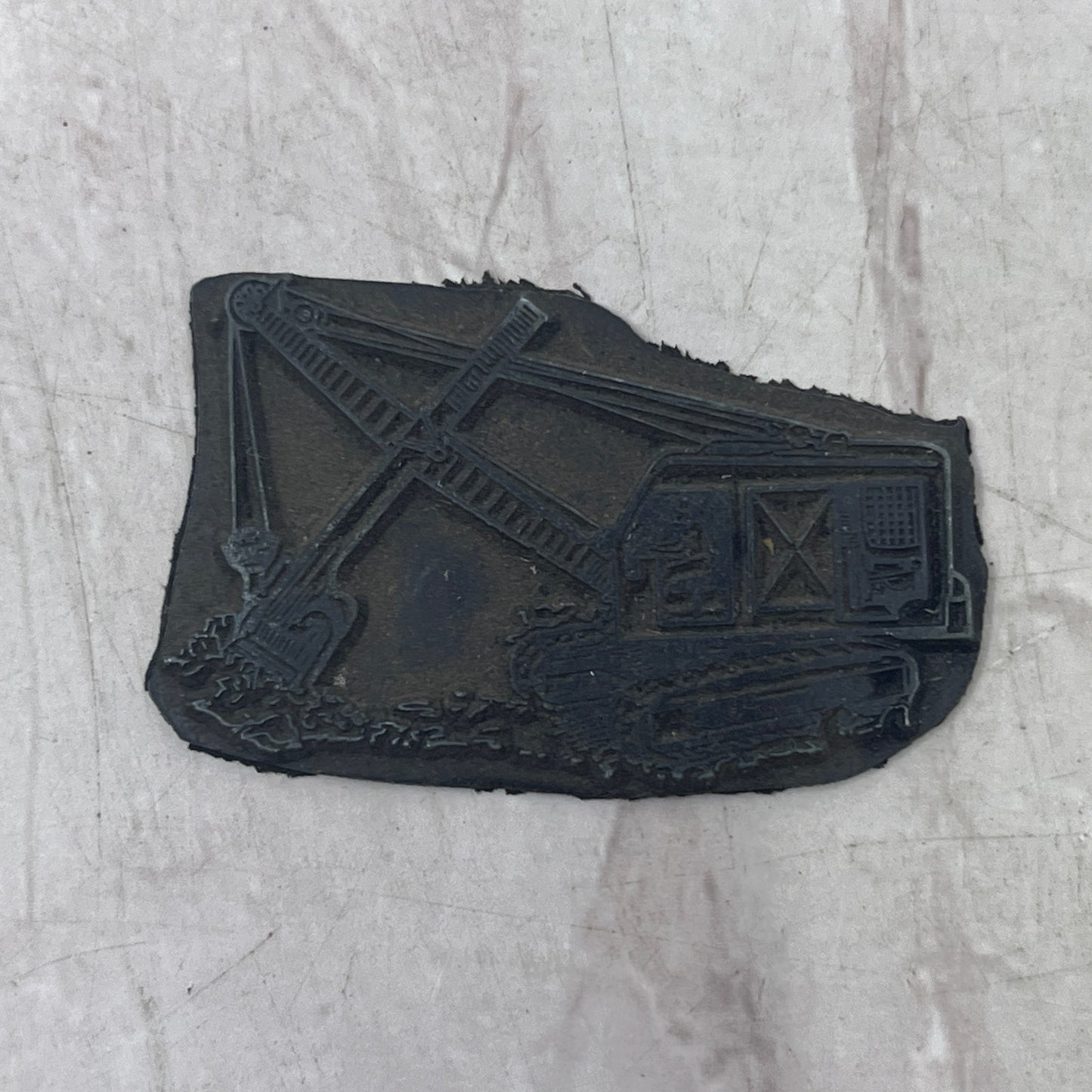 Retro Backhoe Construction Vintage Letterpress Printers Block Plate SF5-S