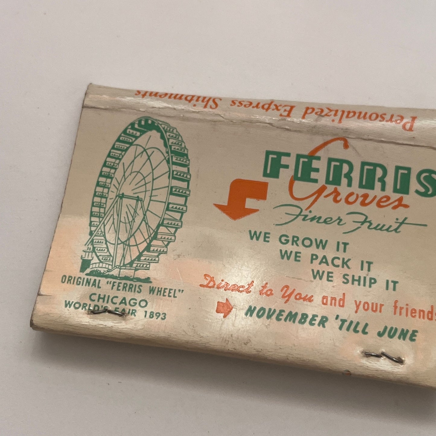 Ferris Groves Finer Fruit Floral City Florida Vintage Matchbook Cover TB8-MB2-6