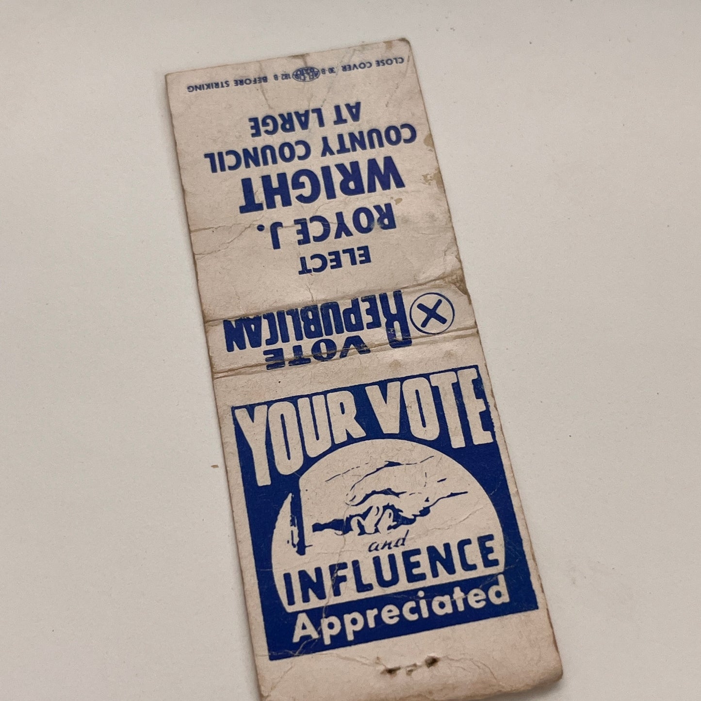 Vote Royce J Wright County Council At Large Republican Matchbook TB6-MB2-15