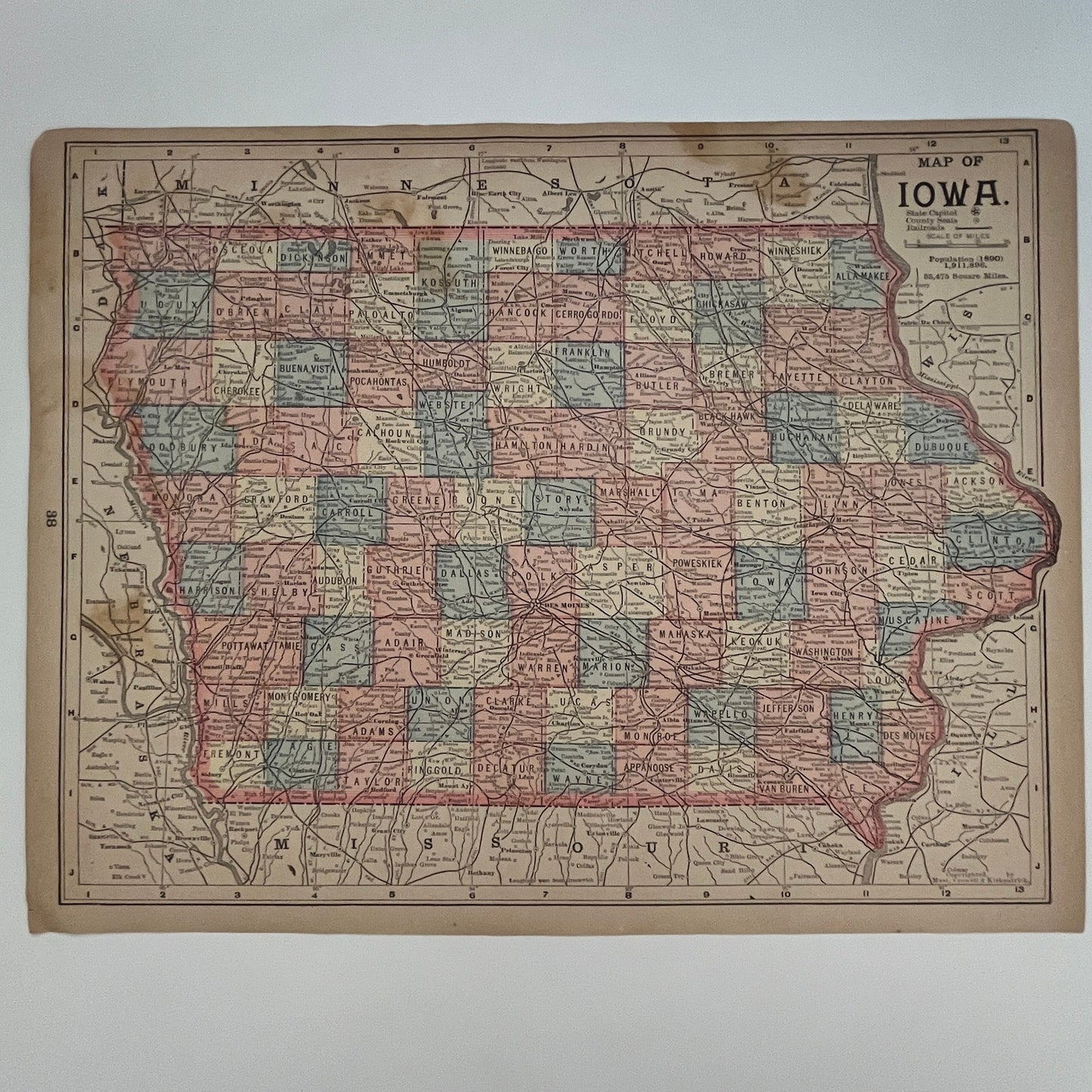 Map of Missouri and Iowa 1894 Map SV1-6