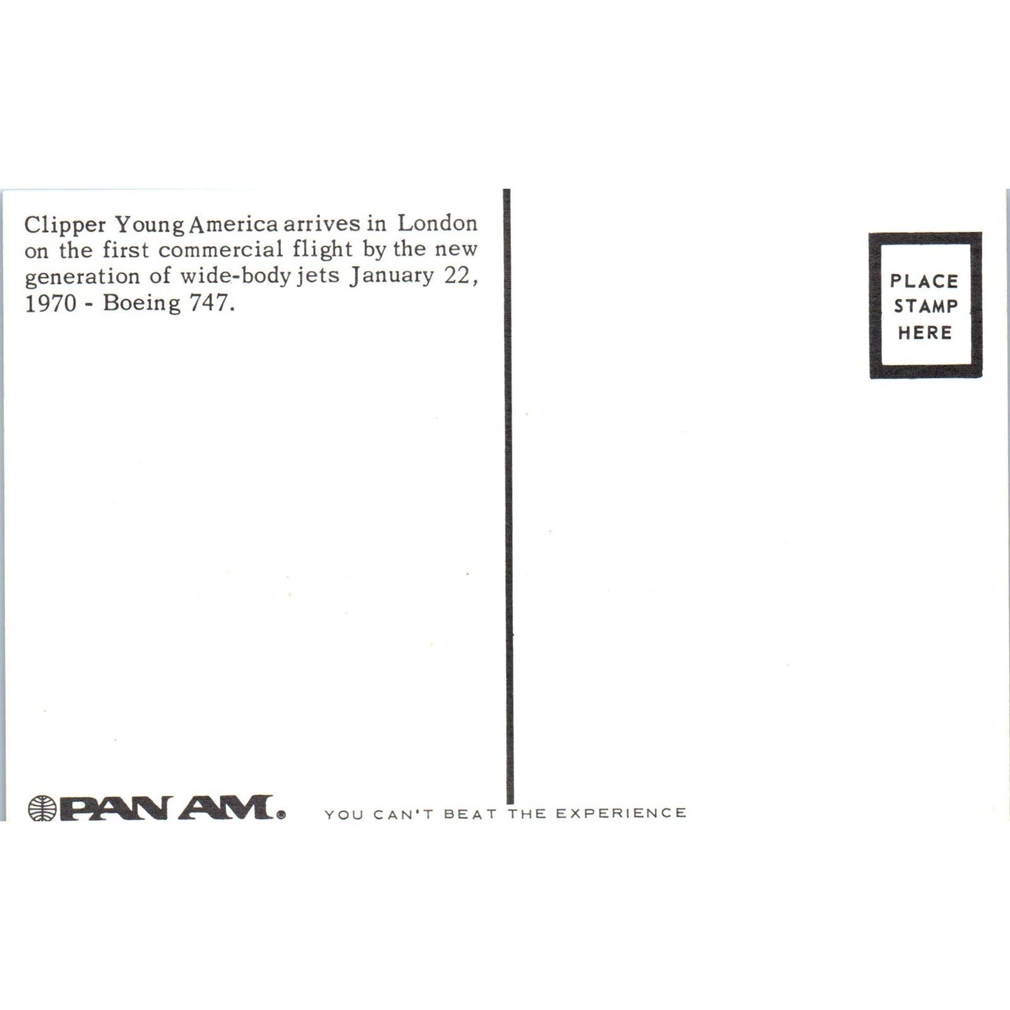 Boeing 747 Pan Am Airlines Illustration Vintage Postcard TG8-PC