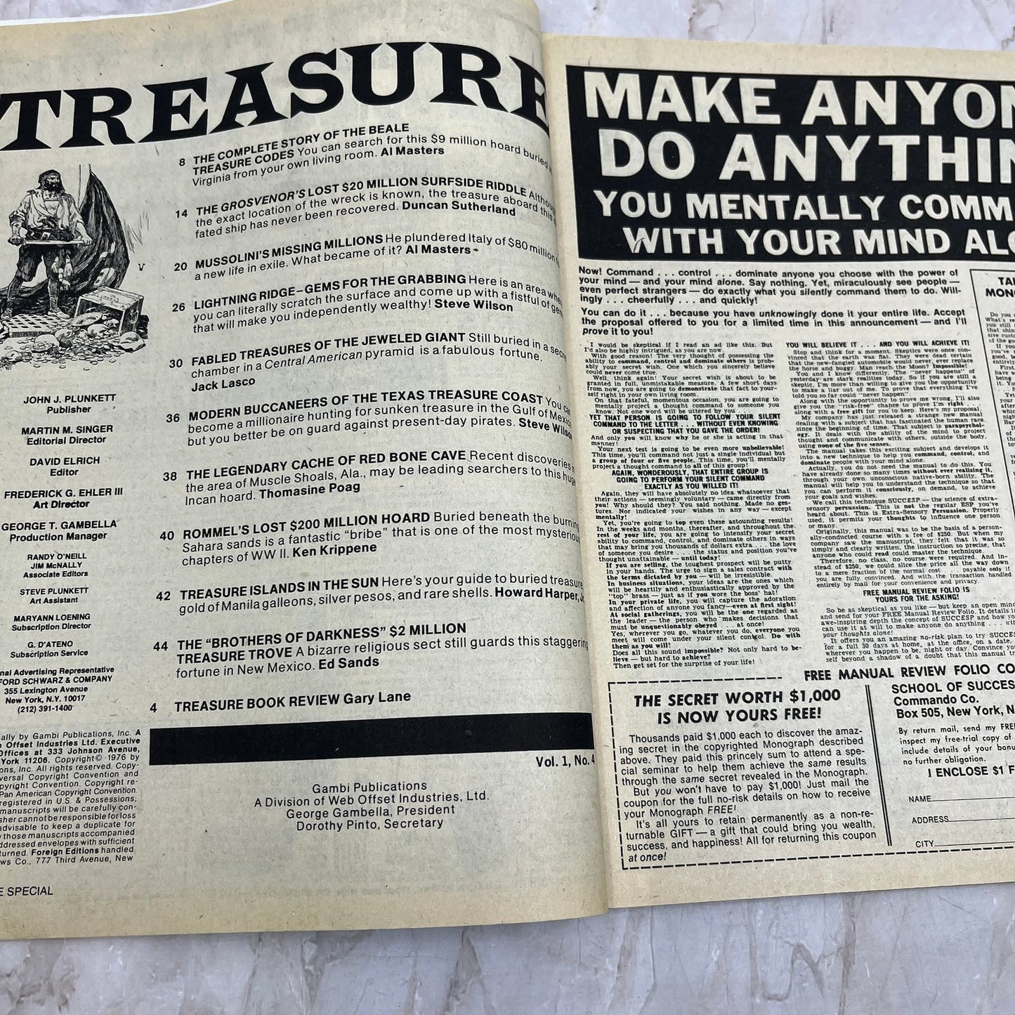 1976 Saga's Special Treasure Hunting Magazine Penitente Fortune M19