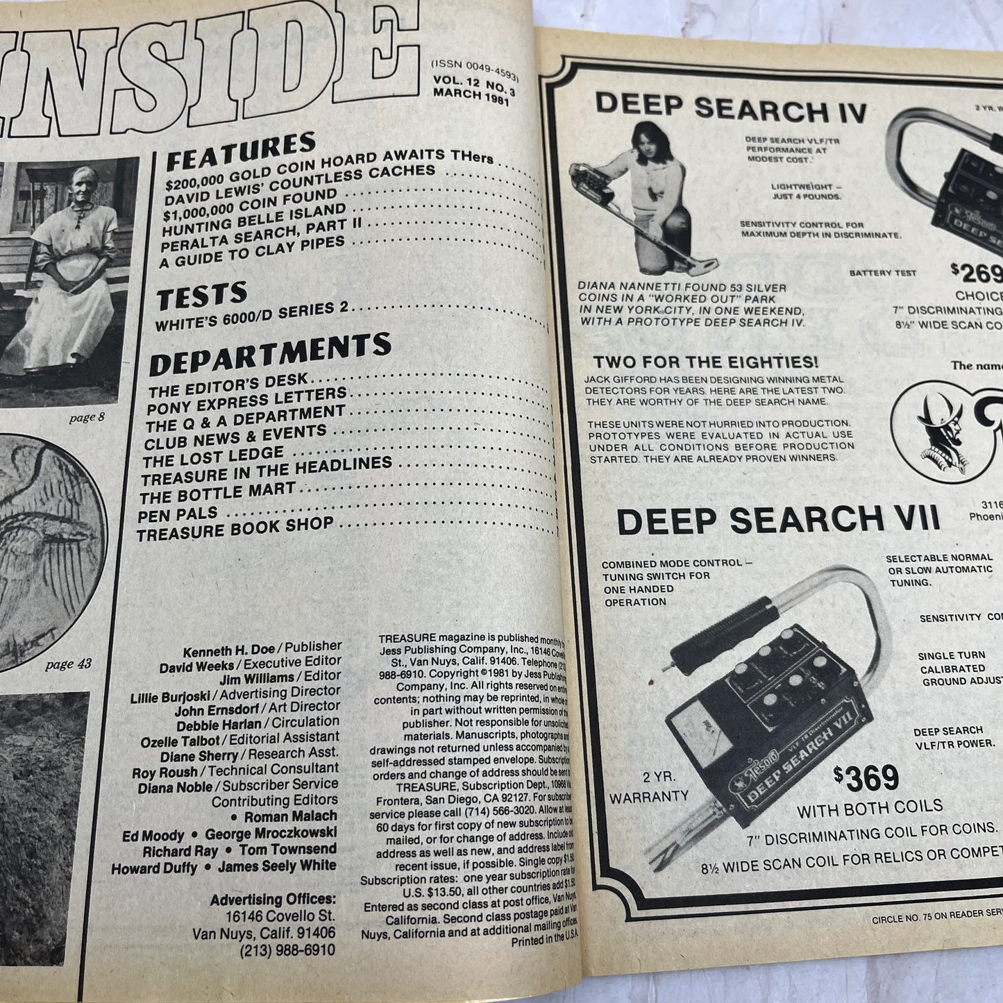 1981 March - Treasure Magazine - Treasure Hunting Metal Detecting Gold Coins M10