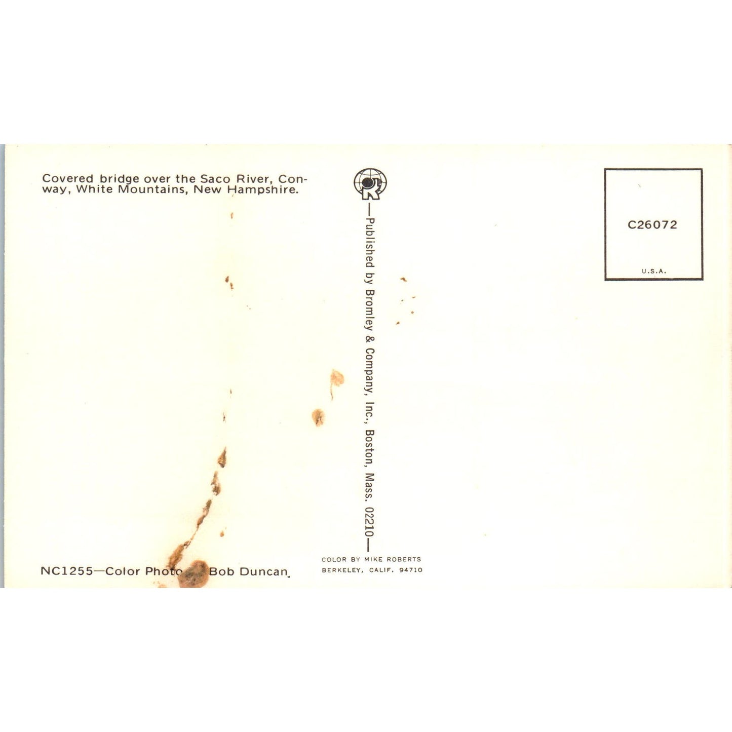 Saco River Bridge Conway NH Covered Bridge Postcard PC4