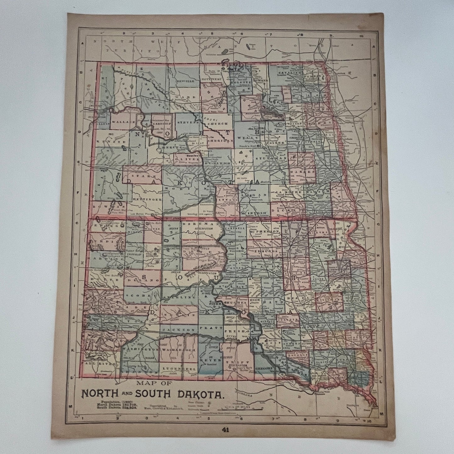 Map of Colorado and North and South Dakota 1894 Map SV1-6