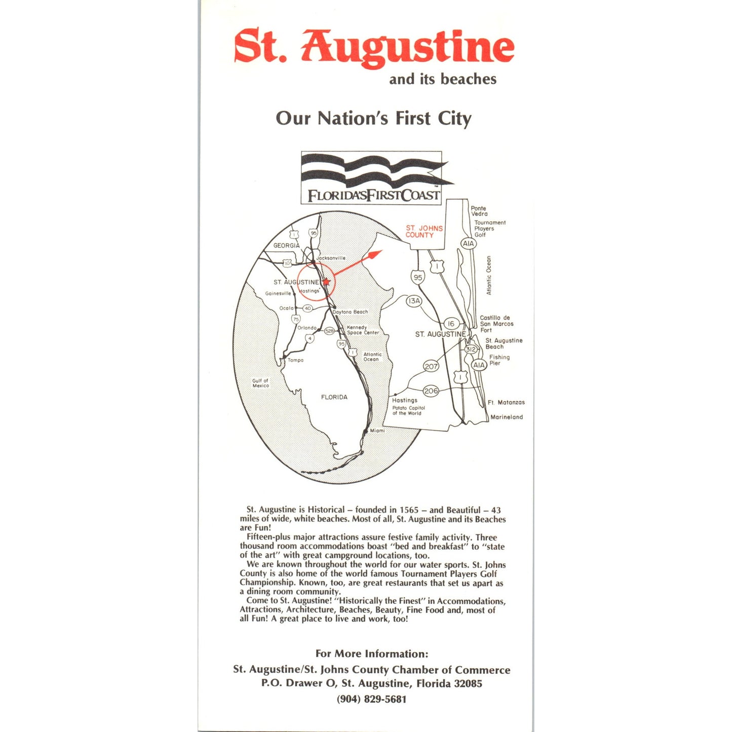 Vintage St. Augustine Florida Our Nation's First City Tourist Leaflet TF4-B4