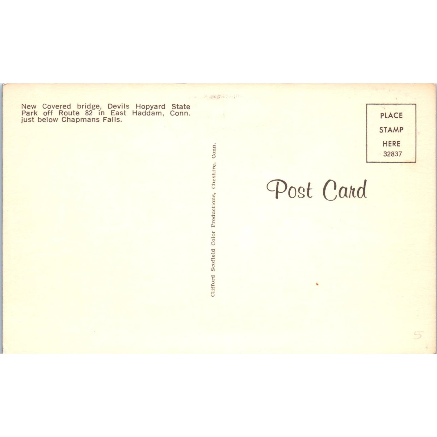 Devil's Hopyard East Haddam Connecticut Bridge Postcard PB1