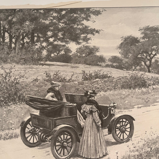 The Pleasures of Automobiling - Original 1904 A.B. Frost Art Print V26-4