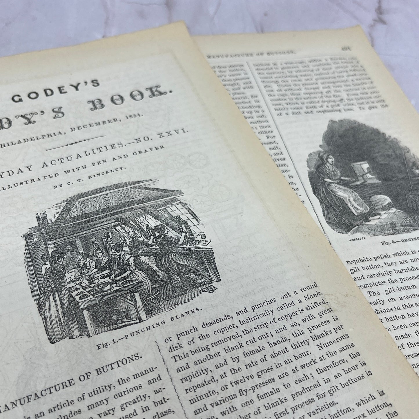 1857 Original Article on the Manufacture of Buttons C.T. Hinckley D19