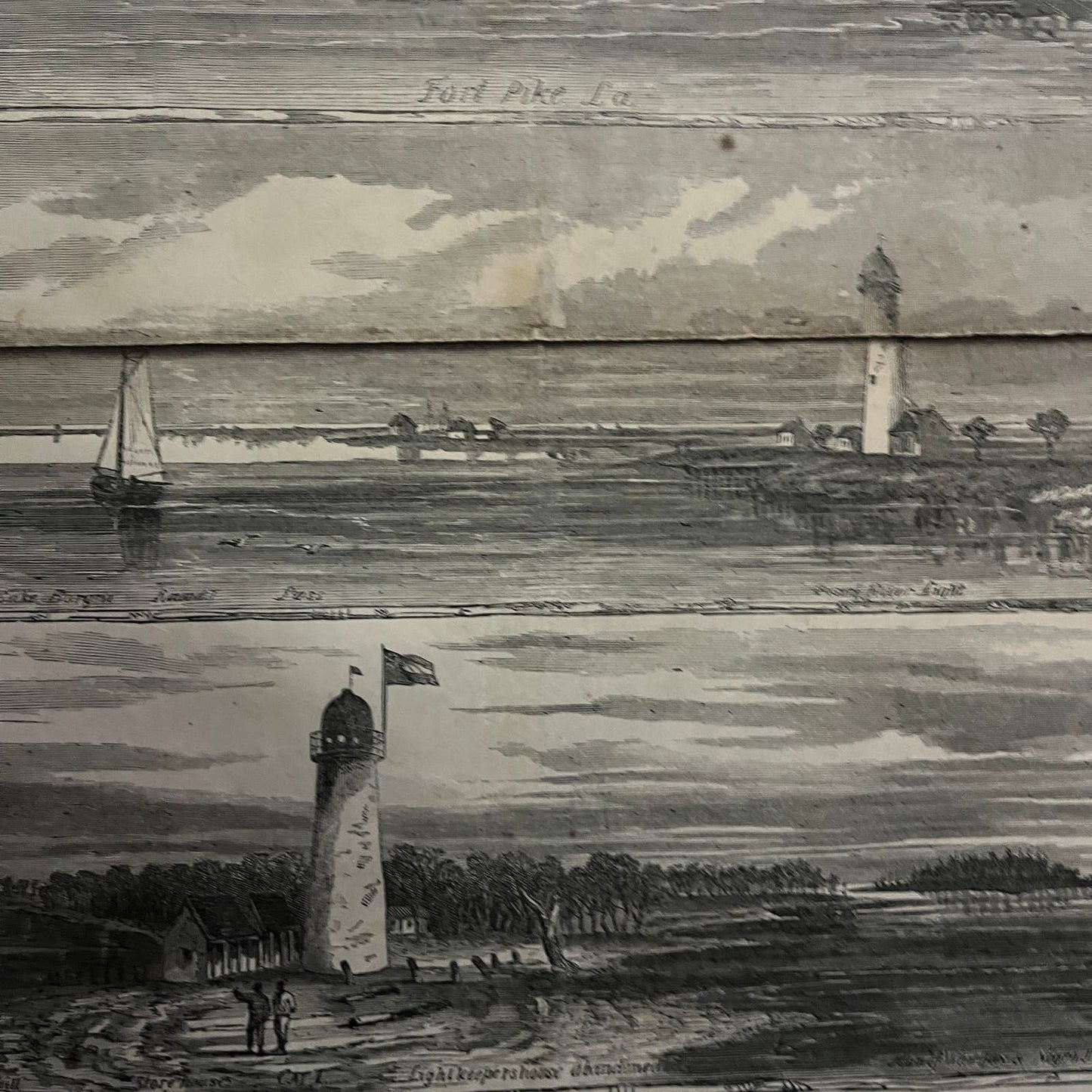 Approaches New Orleans Lake Pontchartrain & Borgne 1863 Civil War Engraving C99