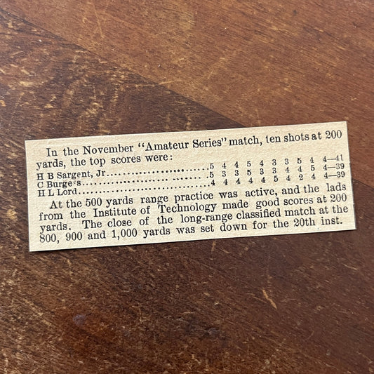 Nov 1878 Institute of Technology Amateur Series Rifle Club Results AG2-S16