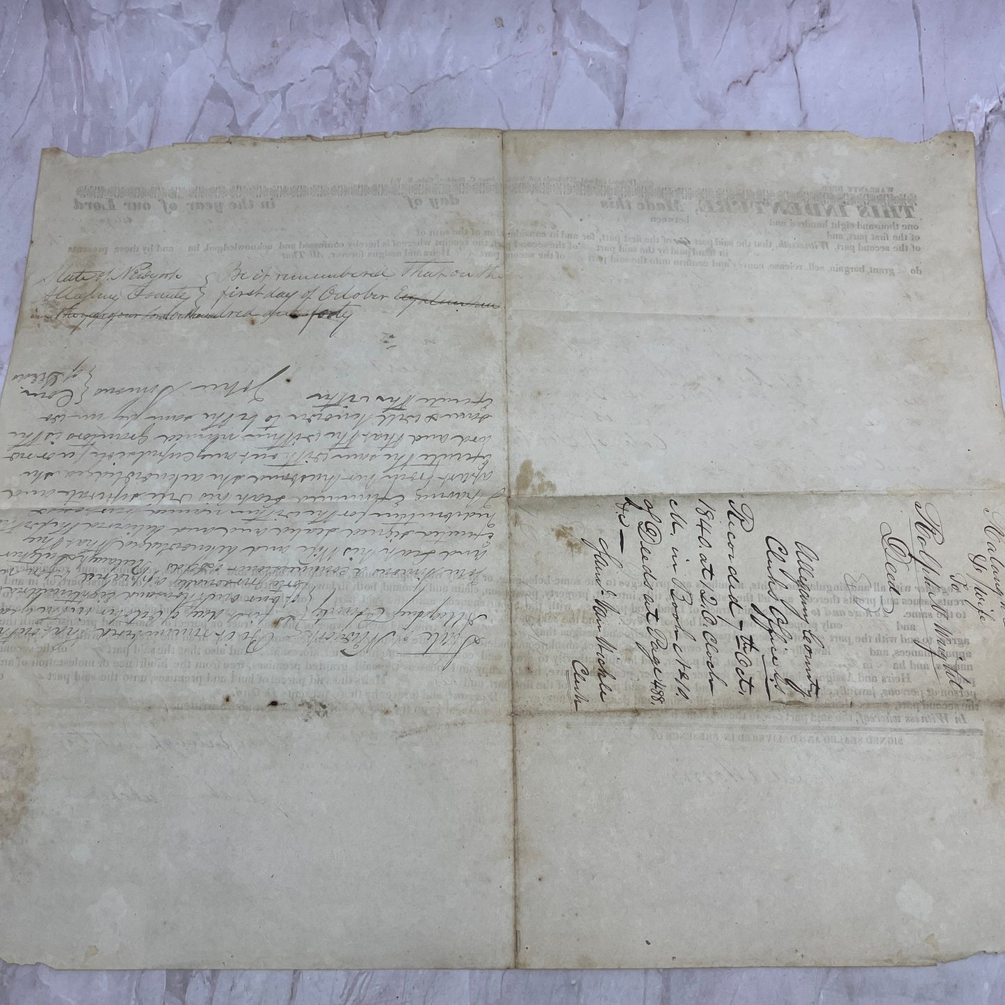 1840 Land Indenture Deed Raleigh Dutches Ralph Wright Allegheny County D22