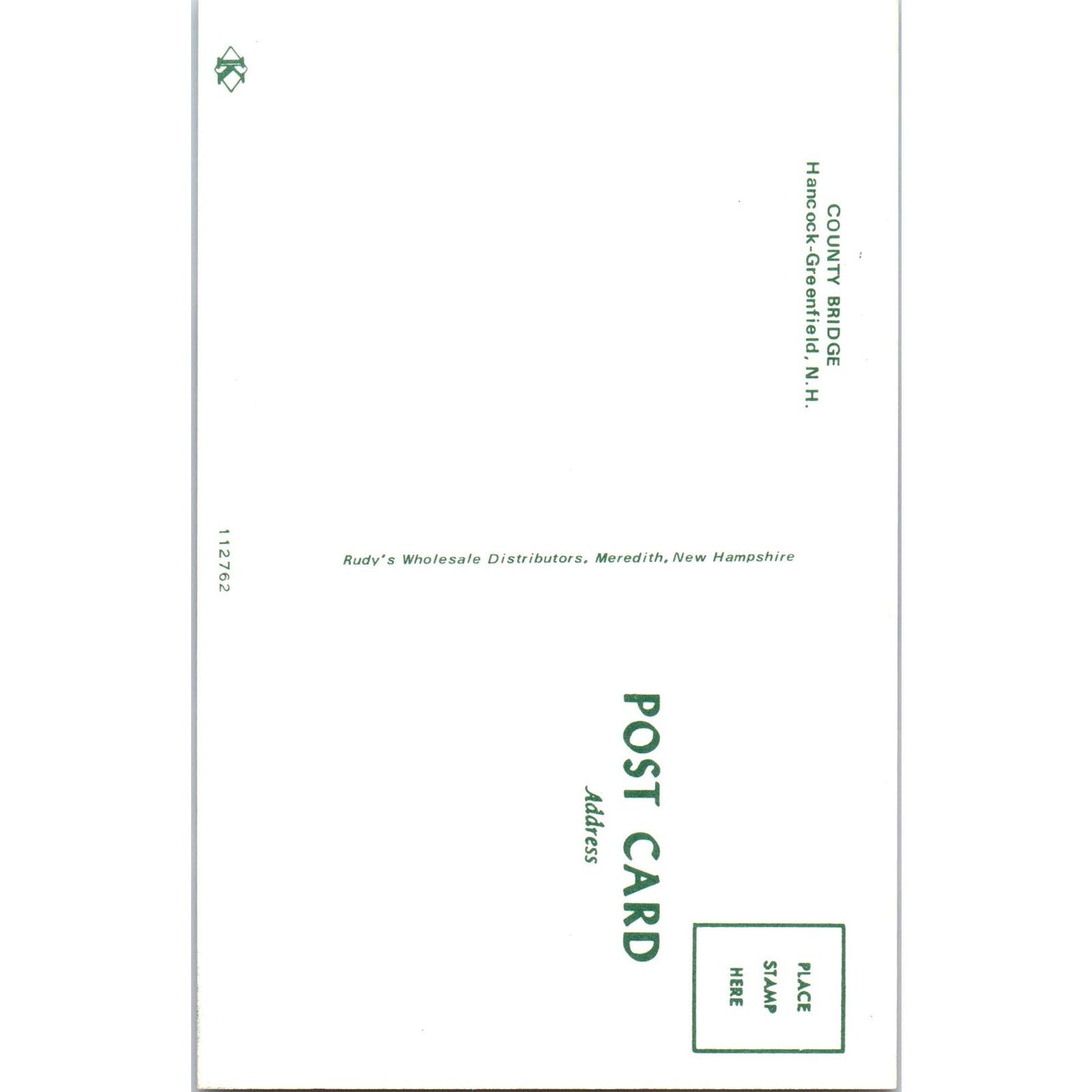 County Bridge Hancock-Greenfield New Hampshire Covered Bridge Postcard PC6