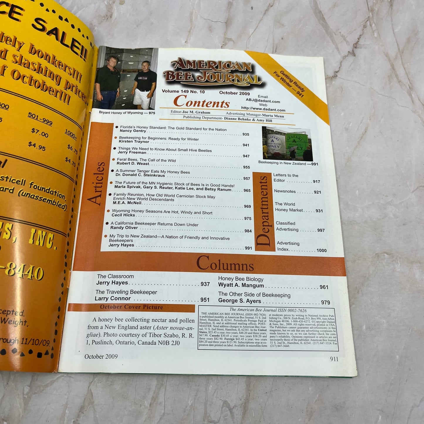 2009 Oct American Bee Journal Magazine Bees Beekeeping Honey M8