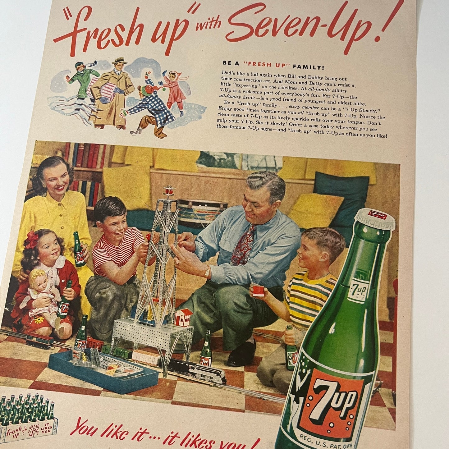 1949 7up Seven-Up Soda Advertisement Erector Set V1-8
