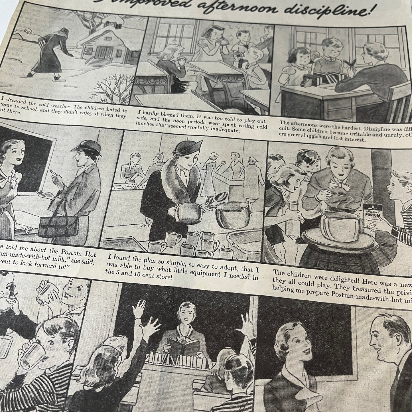 General Foods Postum Hot Lunch Plan for Schools Battle Creek 1938 Ad V26-4